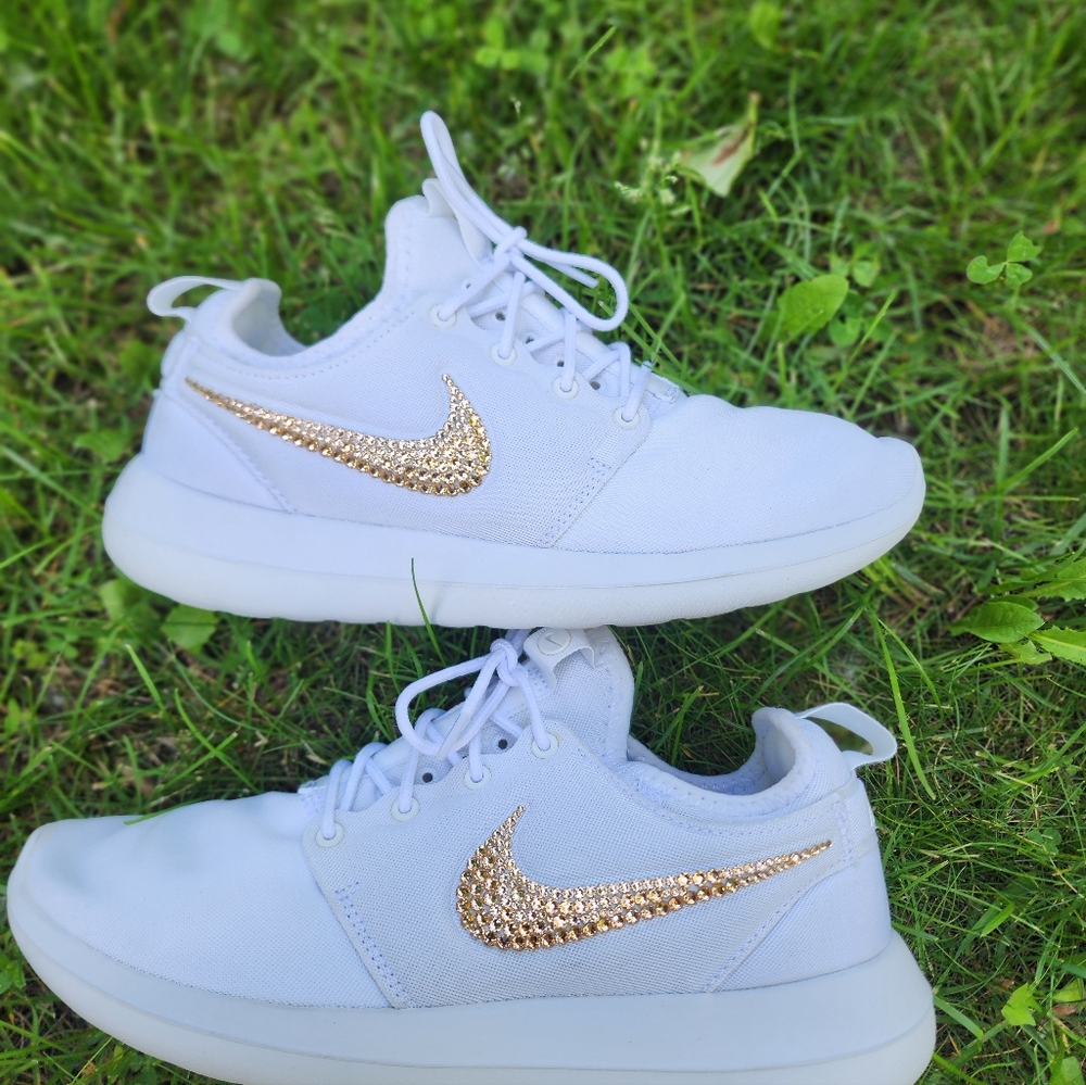 Nike Roshe Shoes with Rose Gold Swarovski Crystals Size 8.5